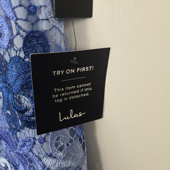 Lulus Dress SMALL Endless Elegance BLUE Multi Lace Bodycon Boho Cottage NWT Lace - Picture 6 of 12